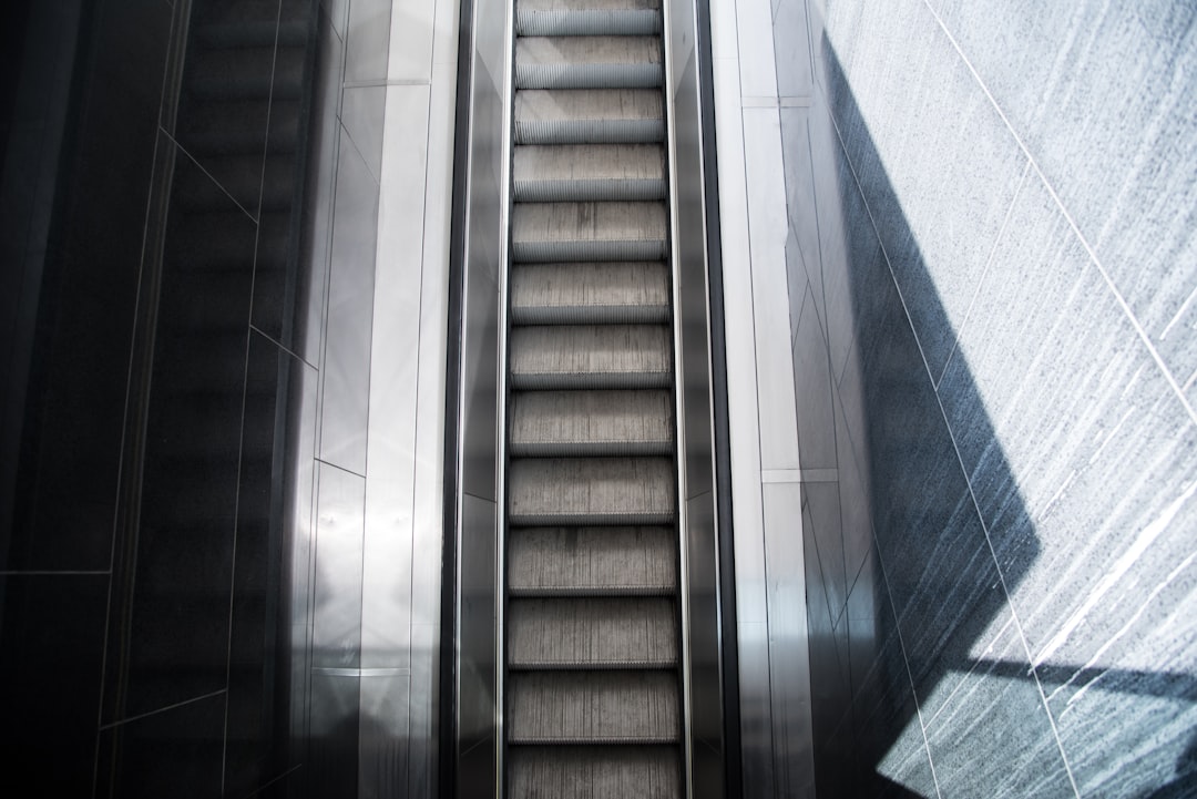 gray and brown concrete staircase