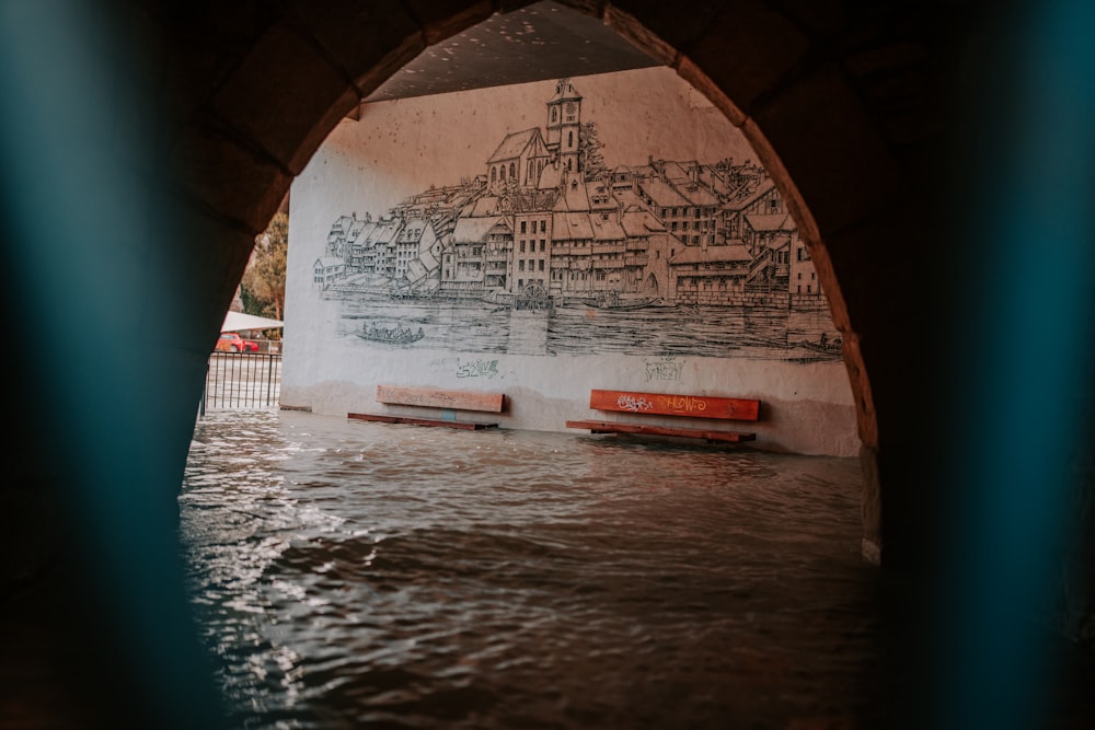 brown and white concrete tunnel