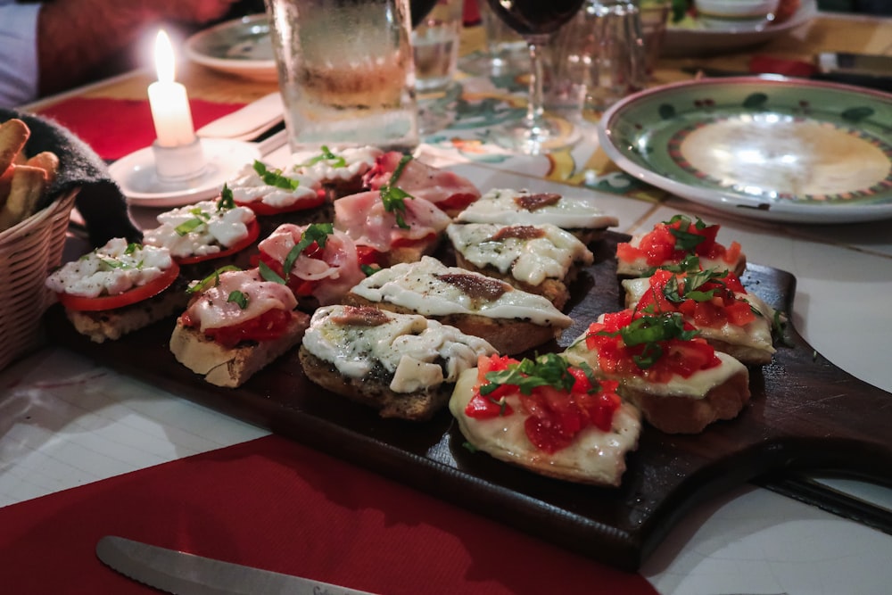 cooked food on black tray