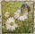 A mosaic artwork featuring a butterfly perched on a daisy flower. The mosaic is composed of multiple small glass pieces forming shapes of white daisies with yellow centers, green grass, and a multicolored butterfly with details in black, orange, yellow, and blue.