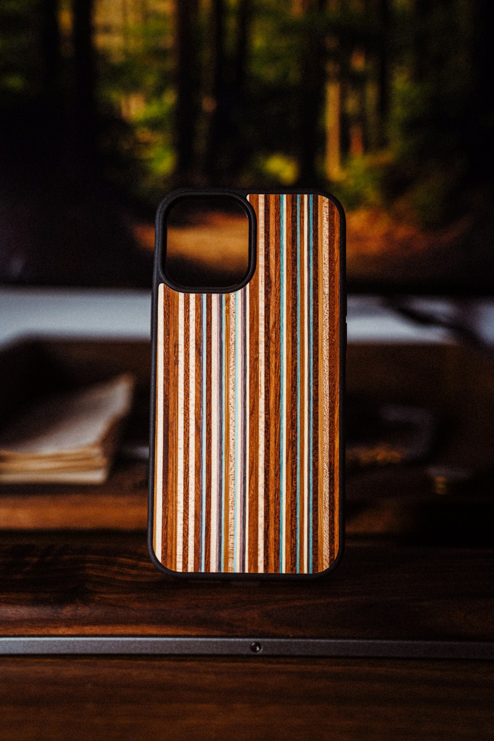 brown and white striped iphone case