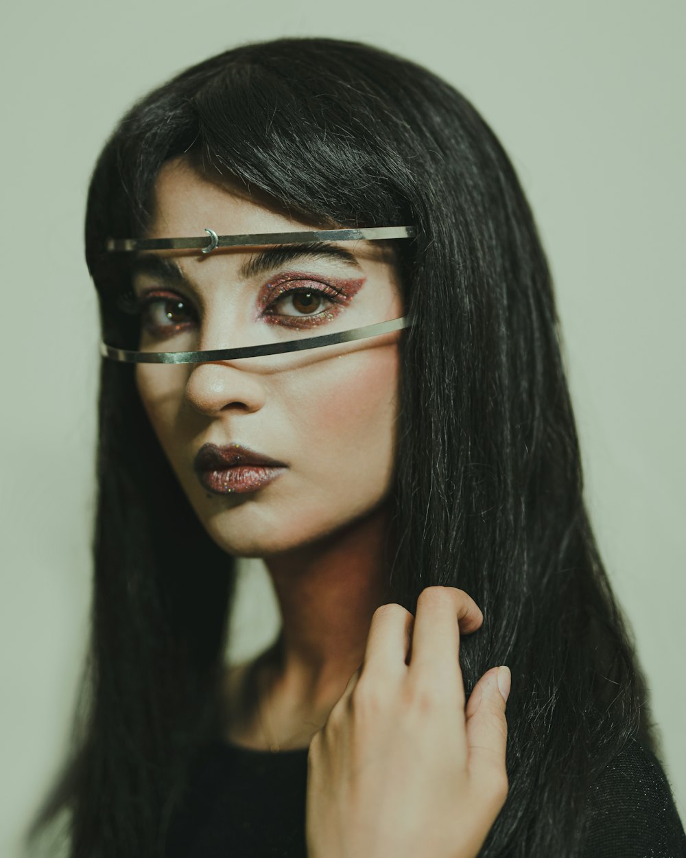 woman wearing black framed eyeglasses