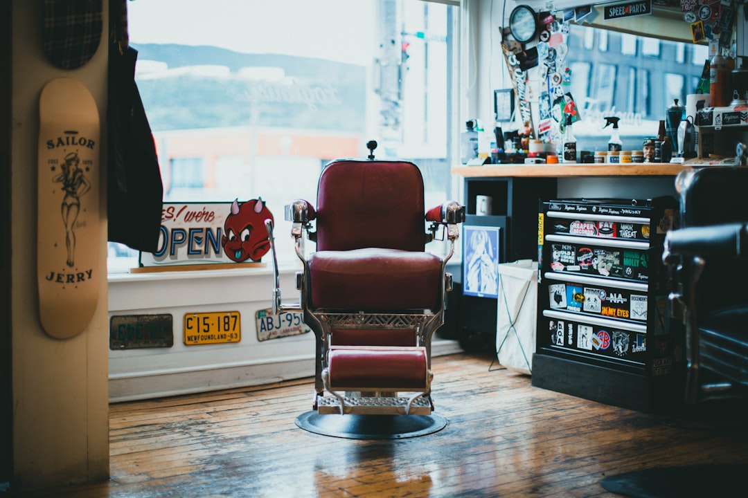 red and white leather padded chair