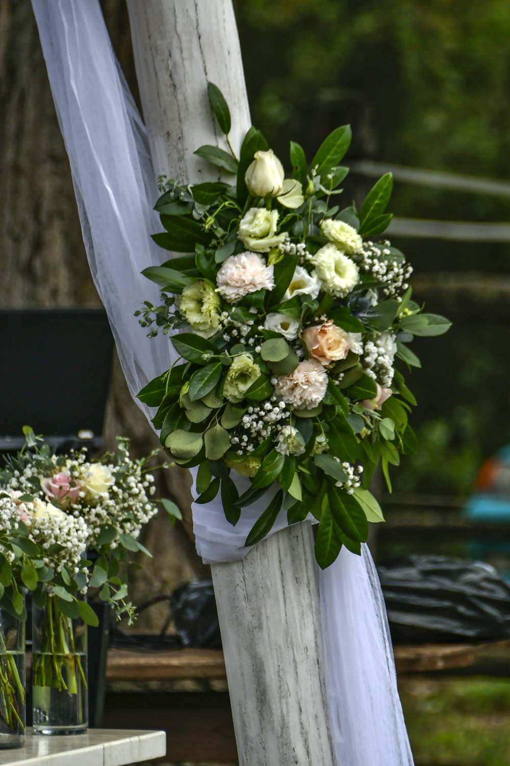 white and green flower bouquet