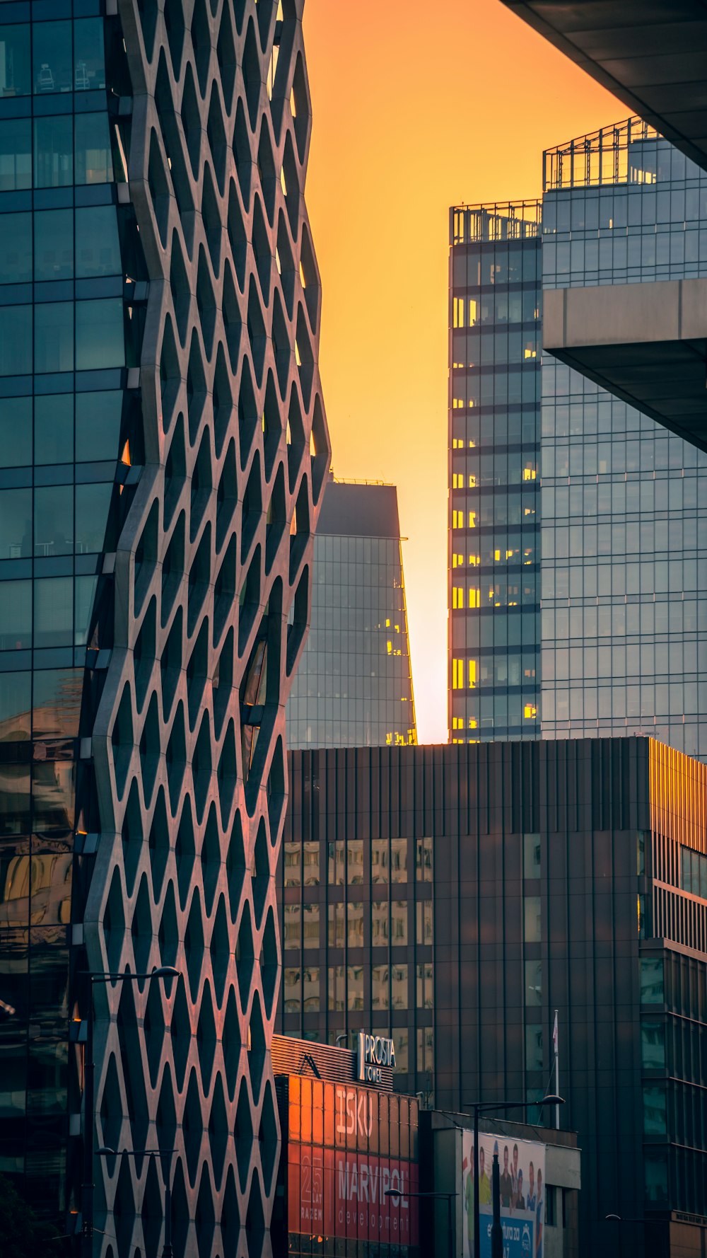 yellow and blue high rise building