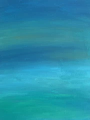 A serene wellness center with calming teal and blue tones reflecting the brand.