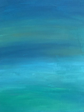 A welcoming community center bathed in soft green and navy blue tones, symbolizing hope and support.