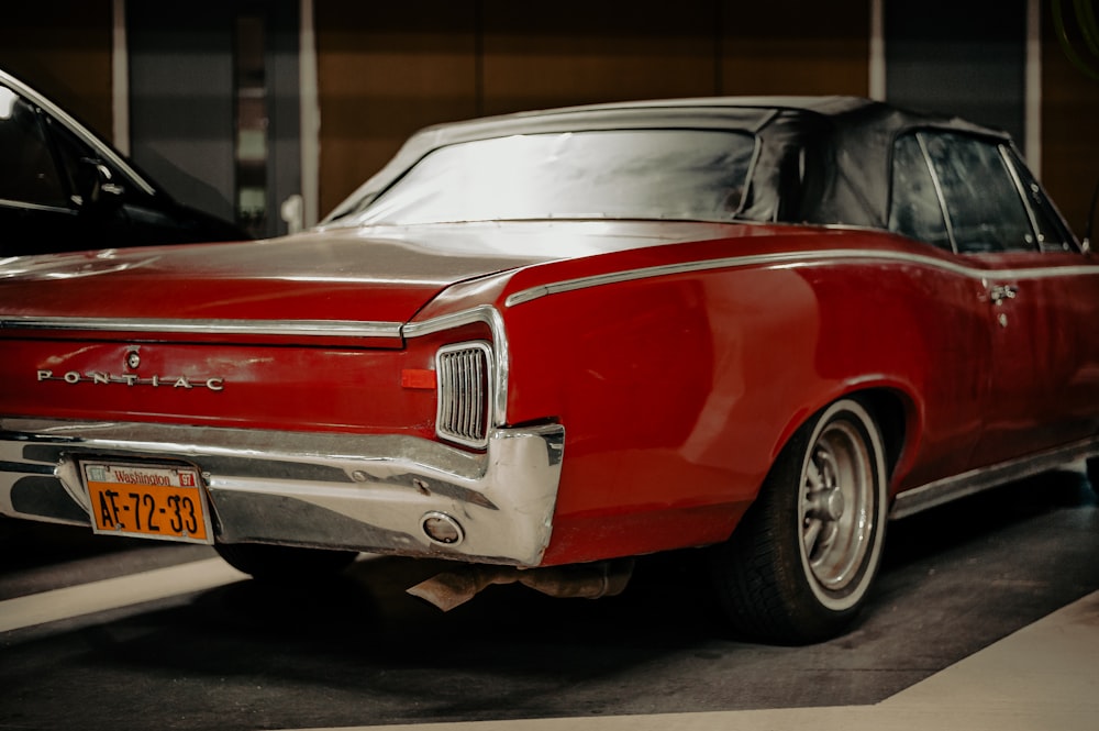 red and white vintage car