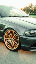 black car with brown wheel