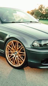 black car with brown wheel