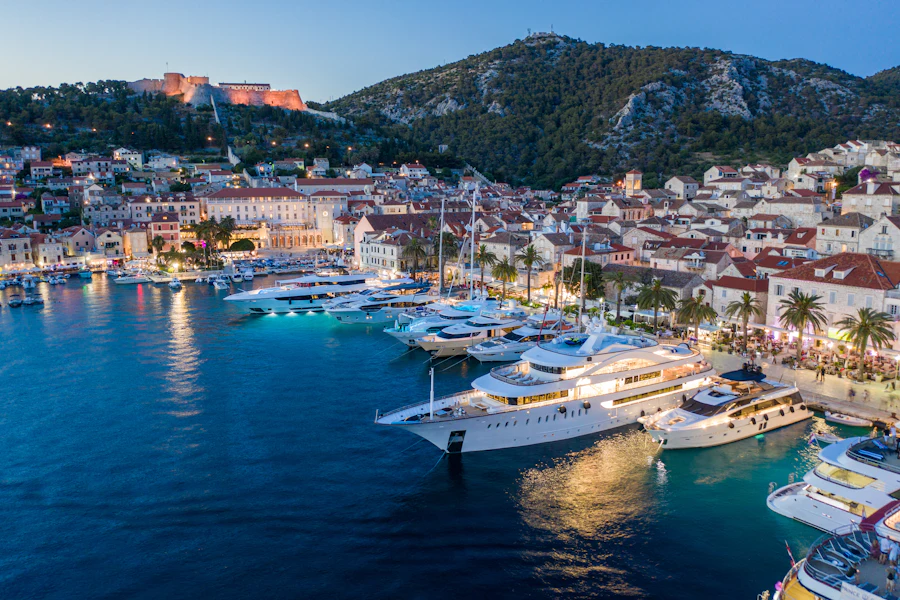 Boats in the harbour at Hvar town, Croatia