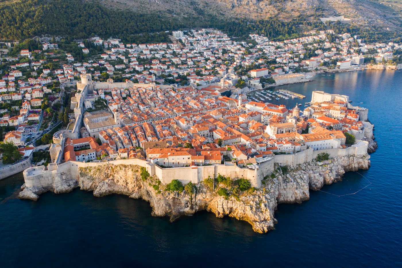 Aerial view of Dubrovnik's walled old town on the Adriatic