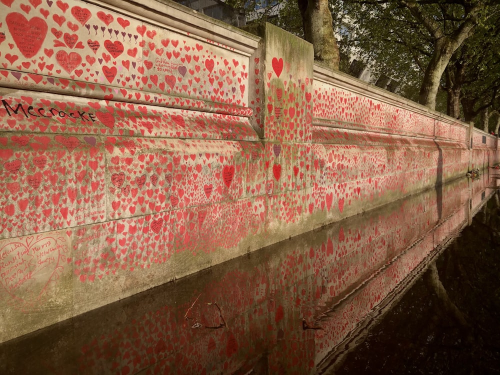 red and white concrete wall