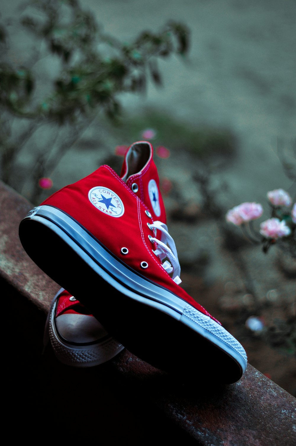 red and black converse all star high top sneakers