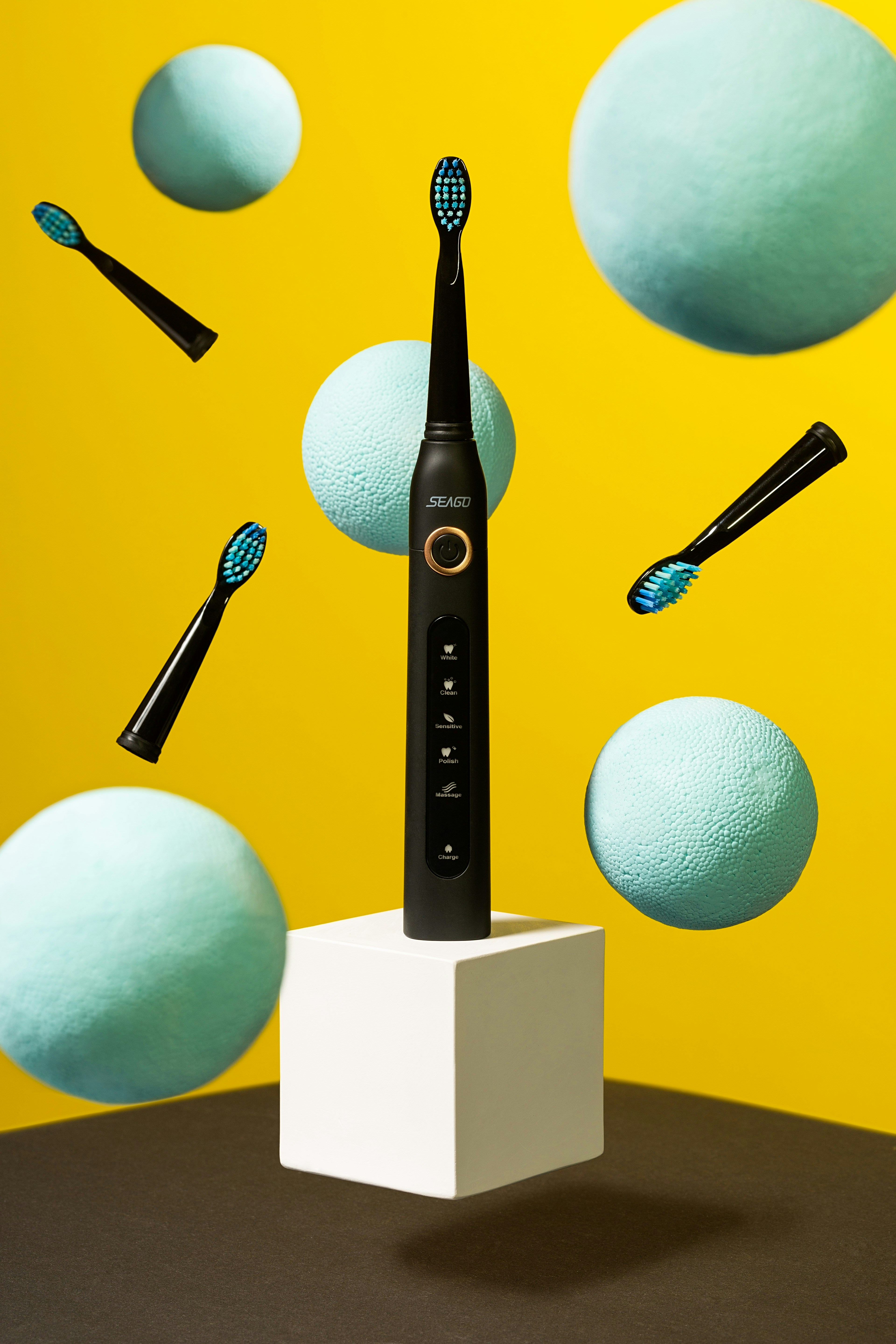 black and silver microphone with white box