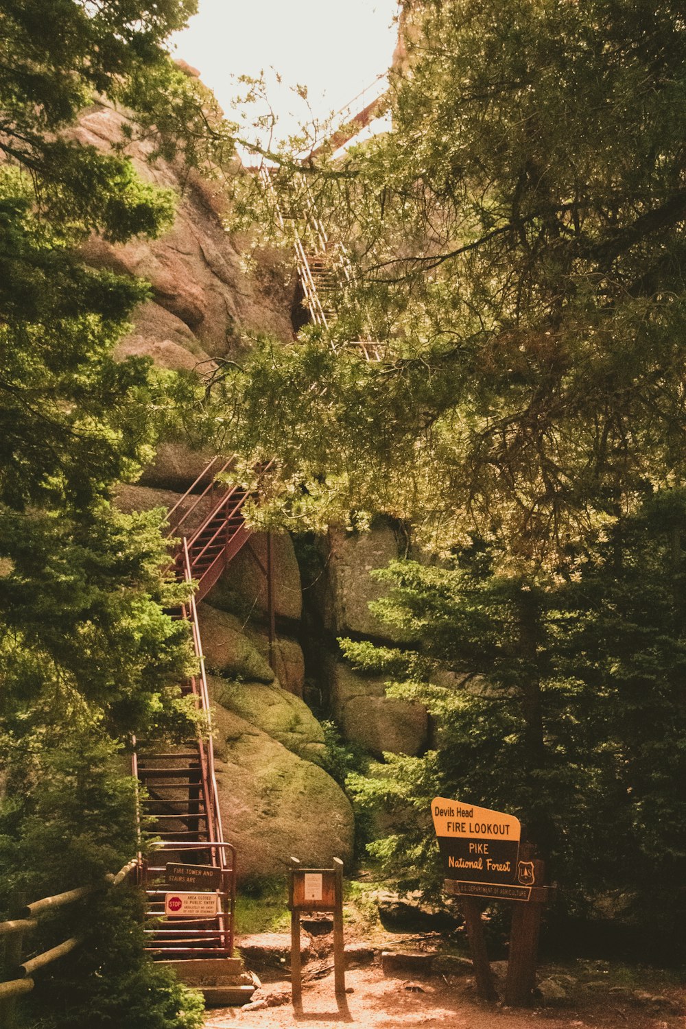 brown wooden ladder on brown rock formation