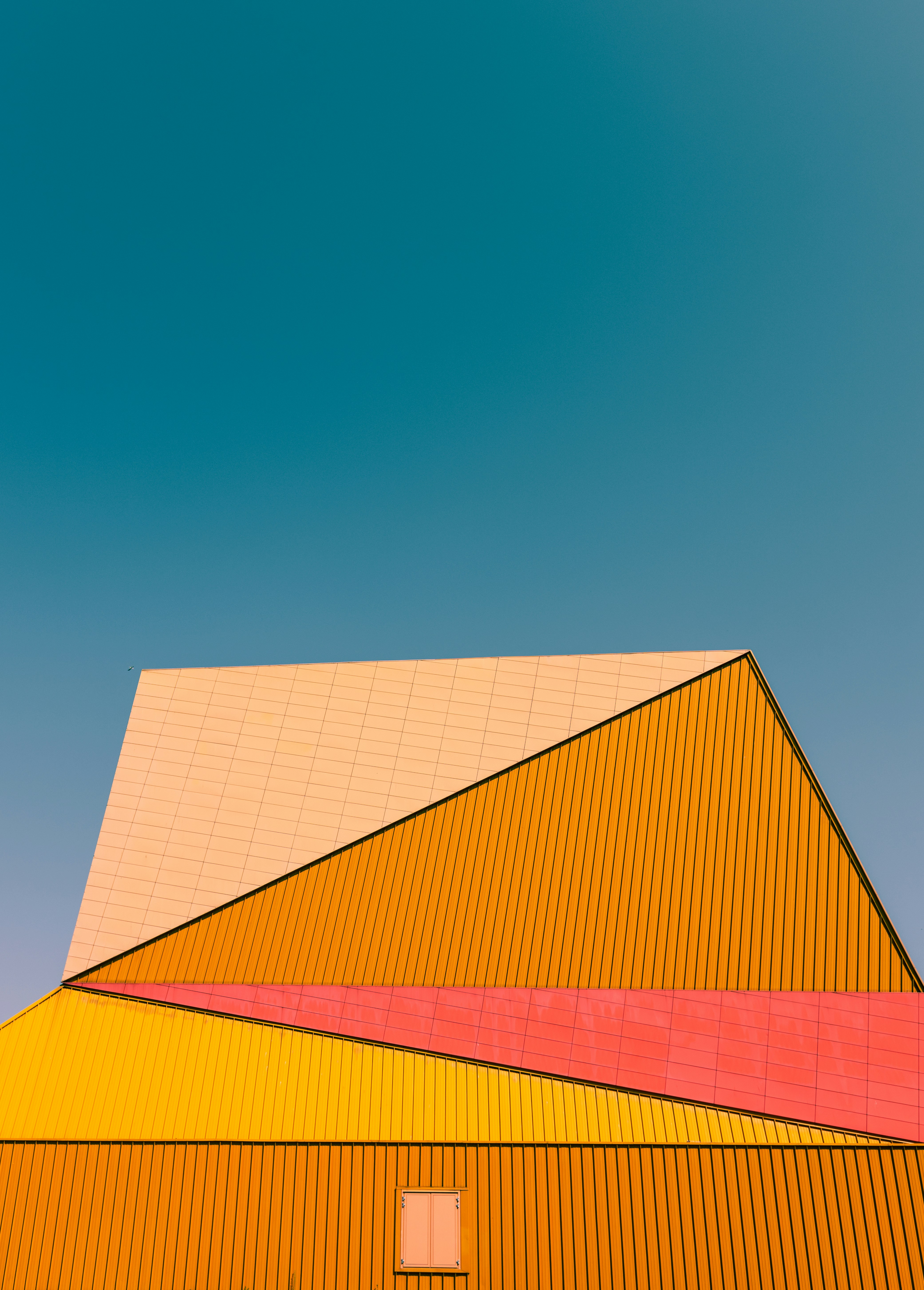 Orange and mint colours on roof