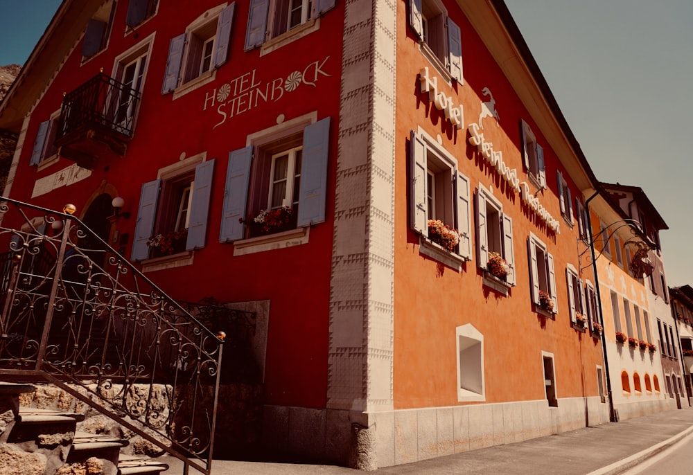 red and white concrete building