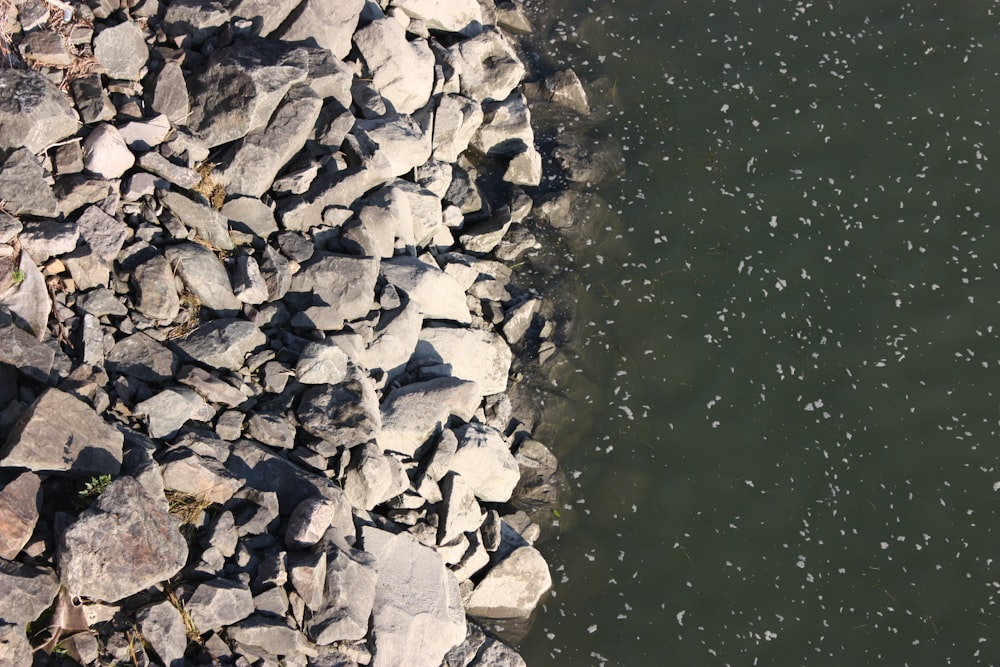 gray rocks on body of water