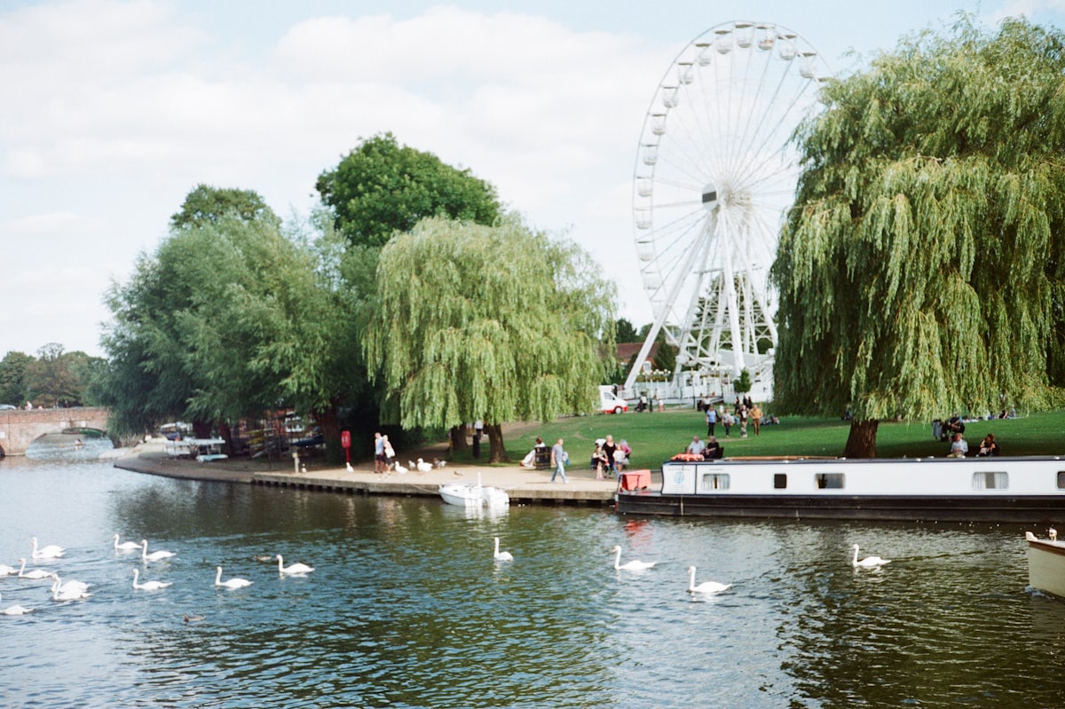 The River Thames at Staines-upon-Thames in the Borough of Spelthorne, Surrey