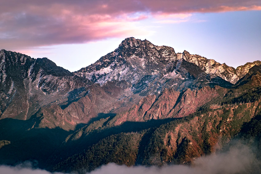 Snow-covered mountains near Tawang