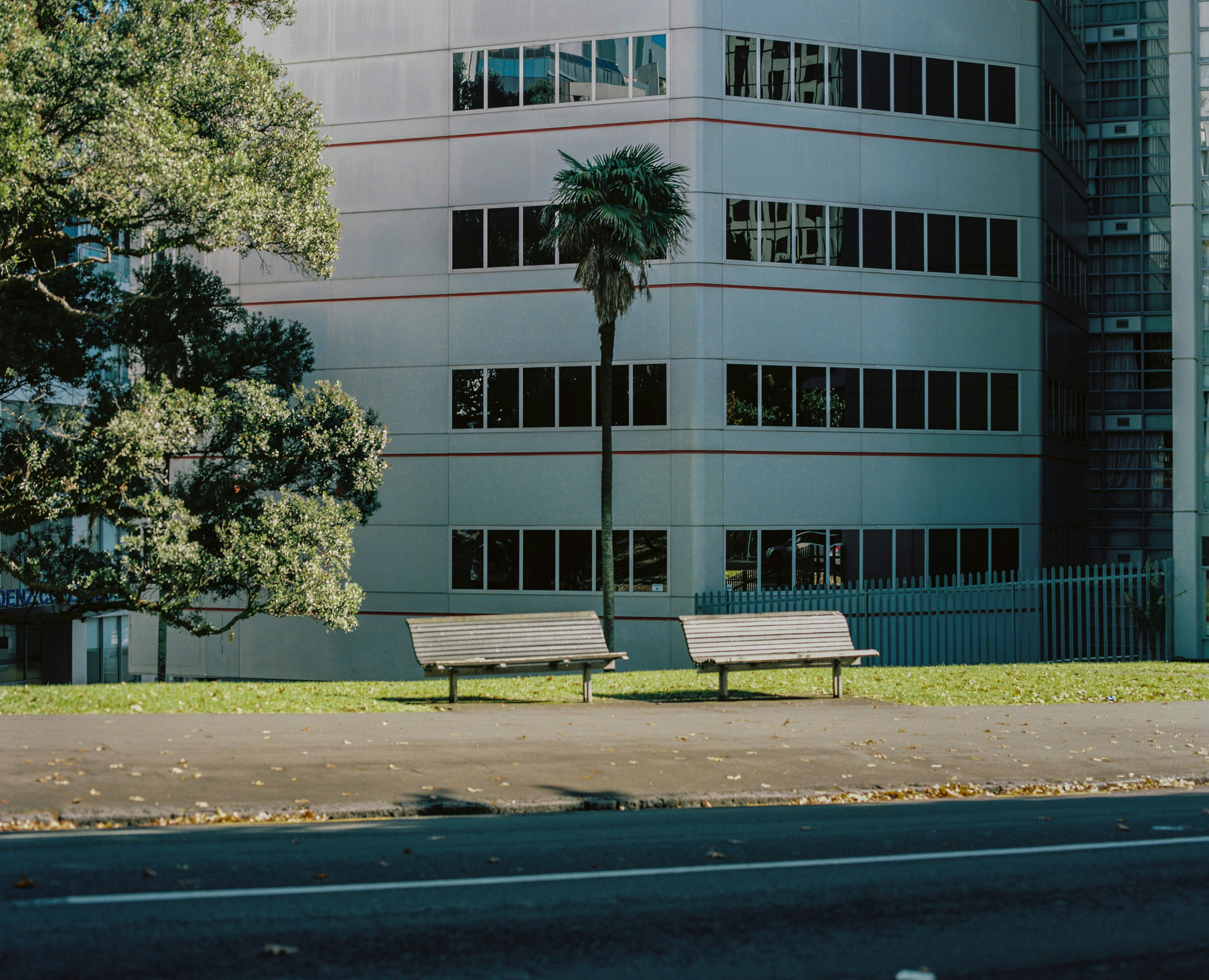 Office building with security film