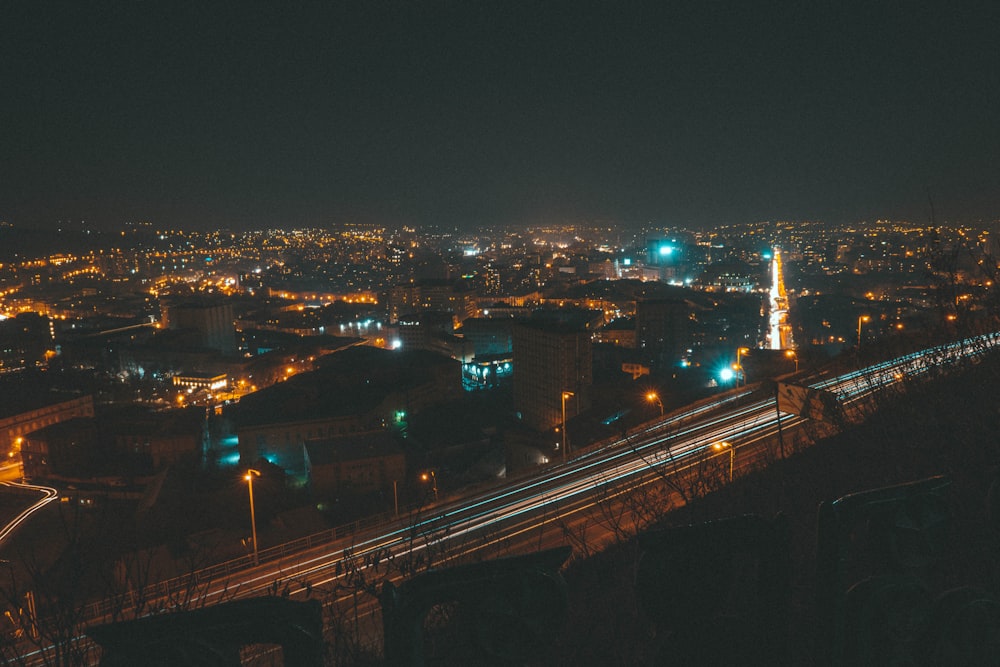 city lights during night time