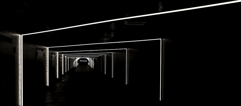 black and white tunnel illustration