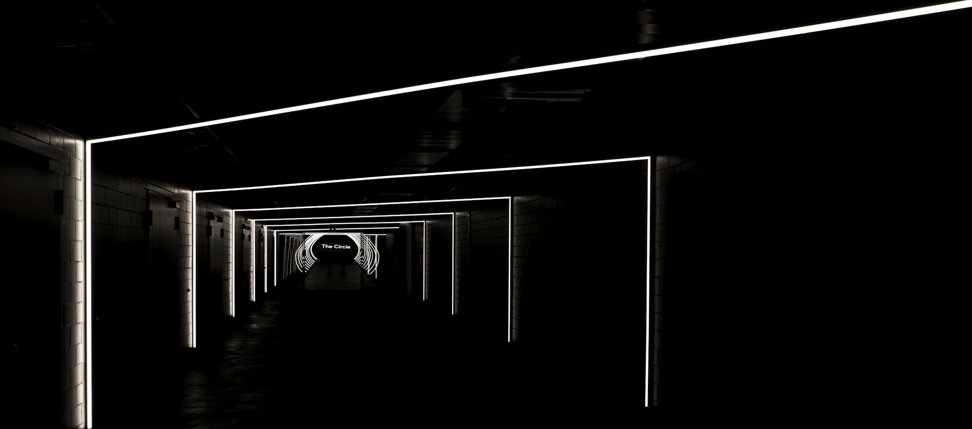 black and white tunnel illustration