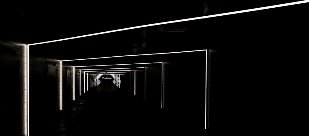 black and white tunnel illustration