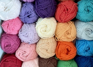 pink blue and yellow yarn