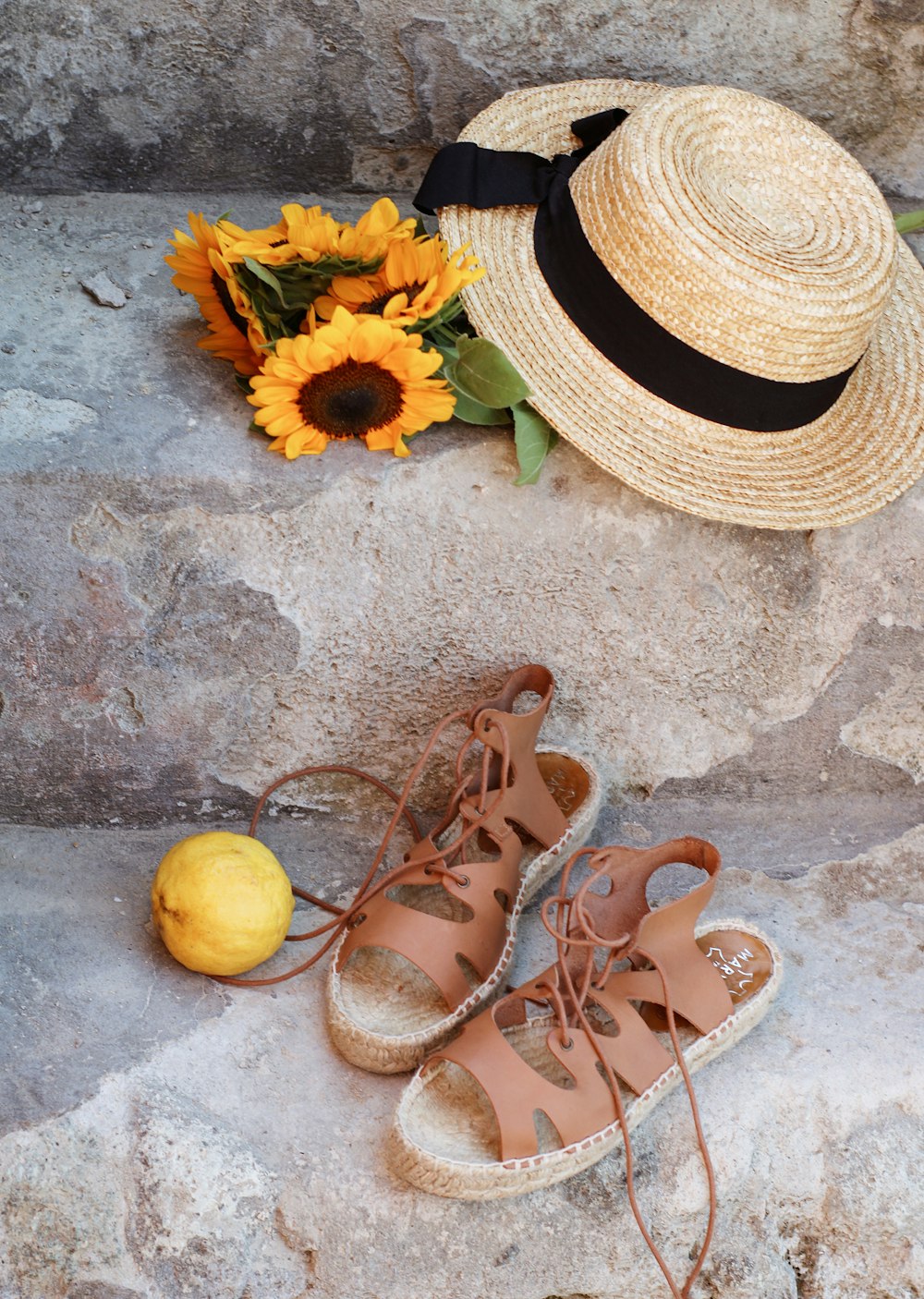 brown and beige leather sandals