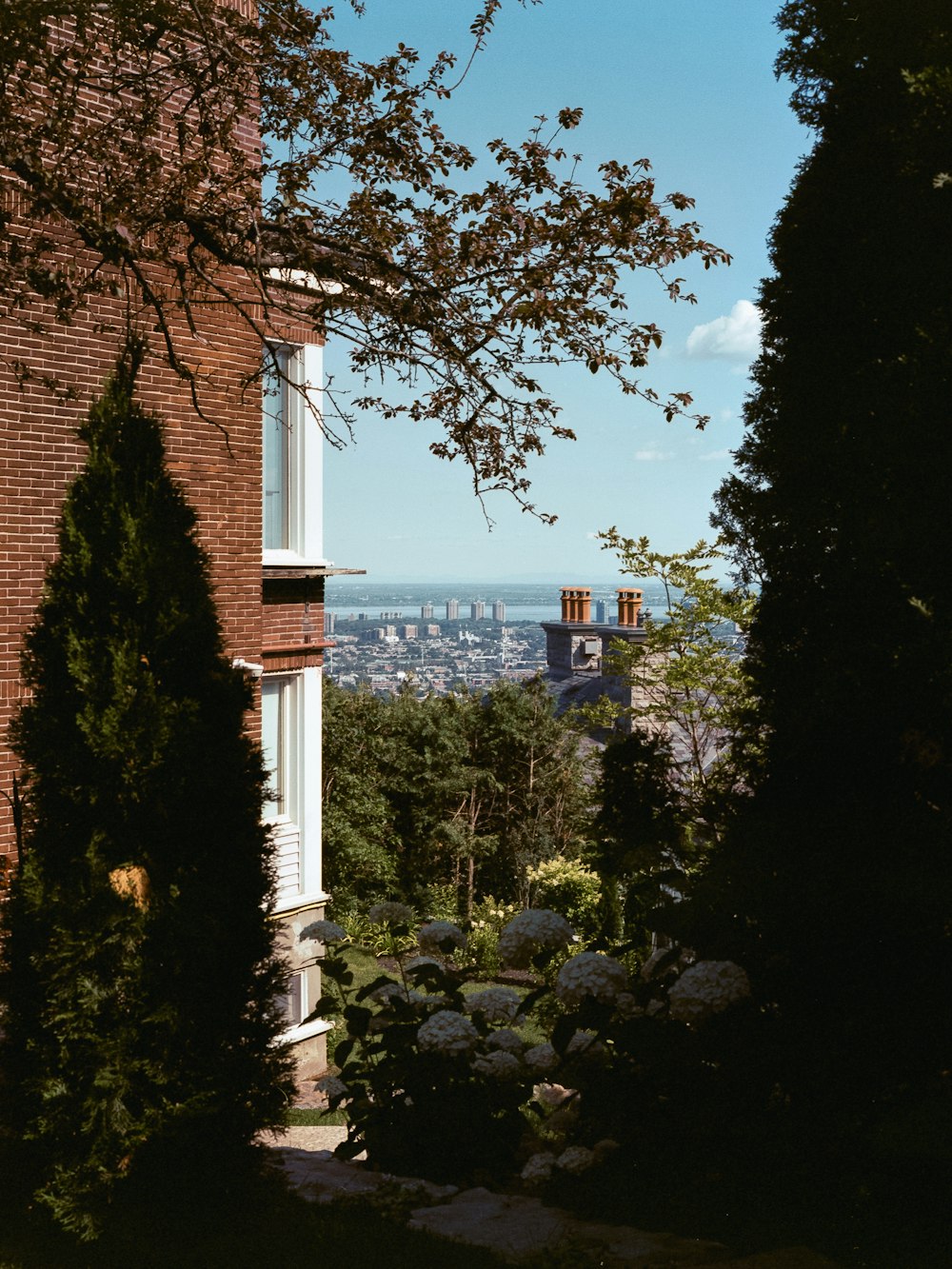 white and brown concrete building near green trees during daytime