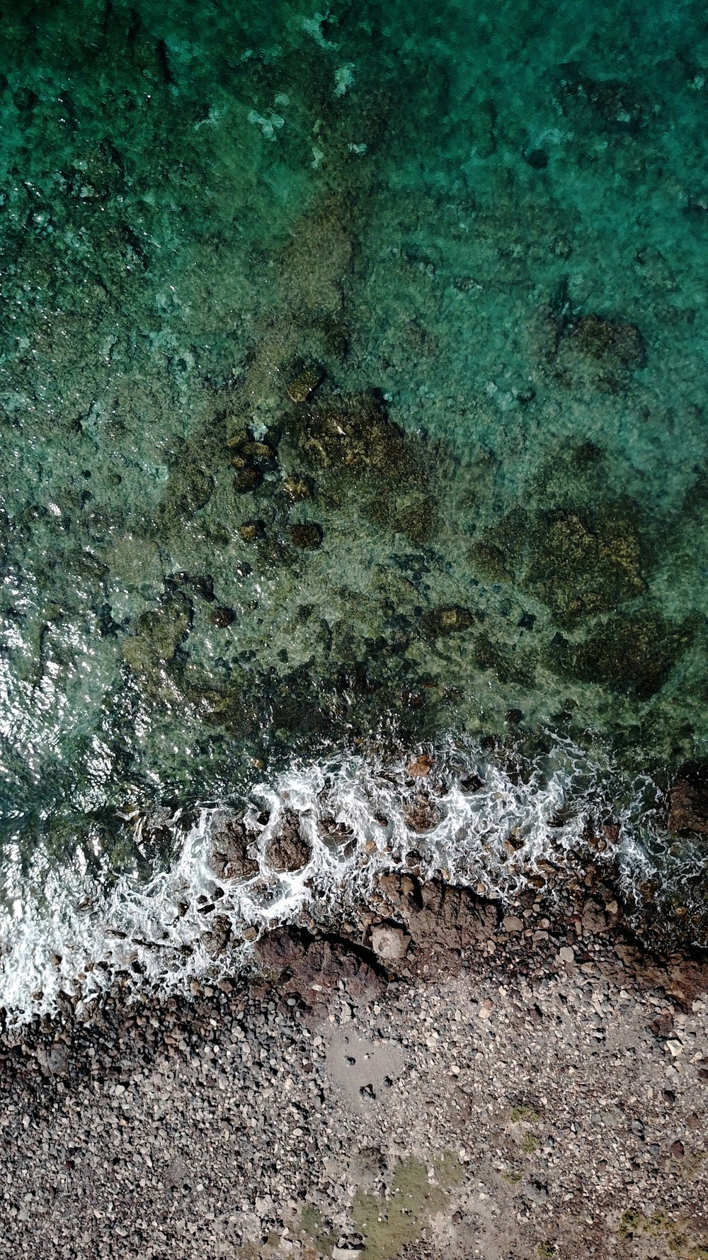 aerial view of ocean waves