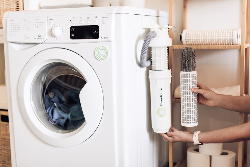 white front load washing machine