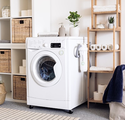 white front load washing machine