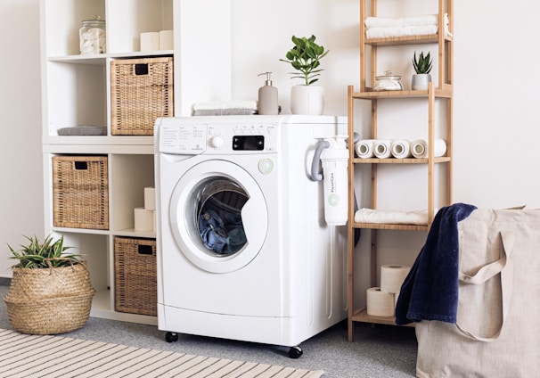 white front load washing machine