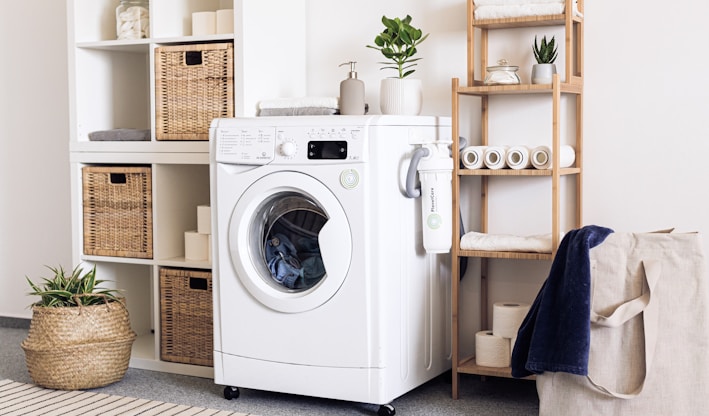 white front load washing machine