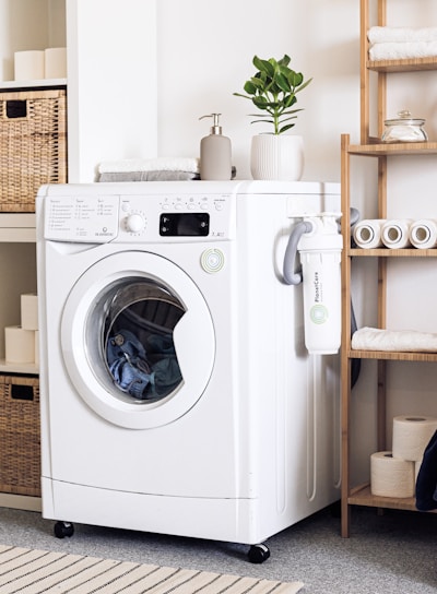 white front load washing machine