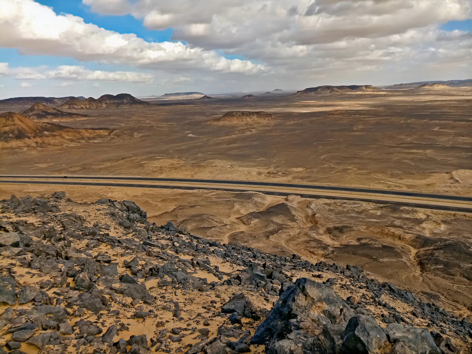 Dark volcanic hills in Egypt’s Black Desert