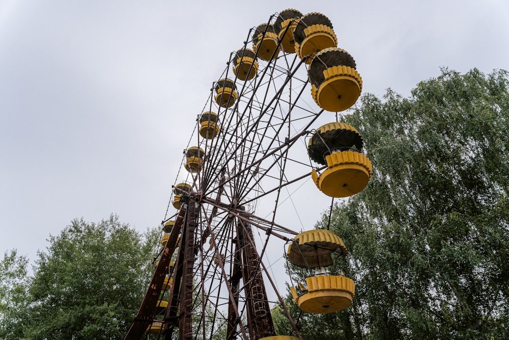 yellow and brown ferris wheel