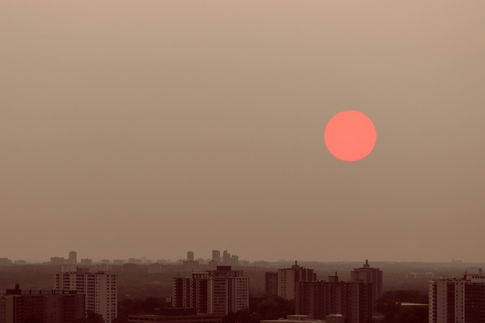 A red sun yesterday in Toronto, Canada (DESIGNECOLOGIST via Unsplash)
