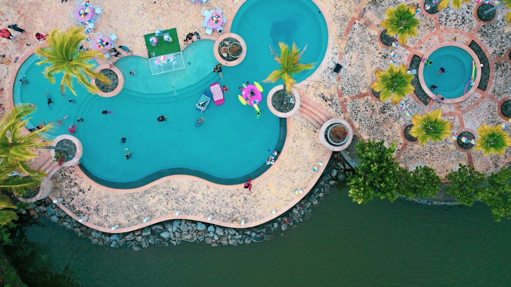 aerial view of swimming pool