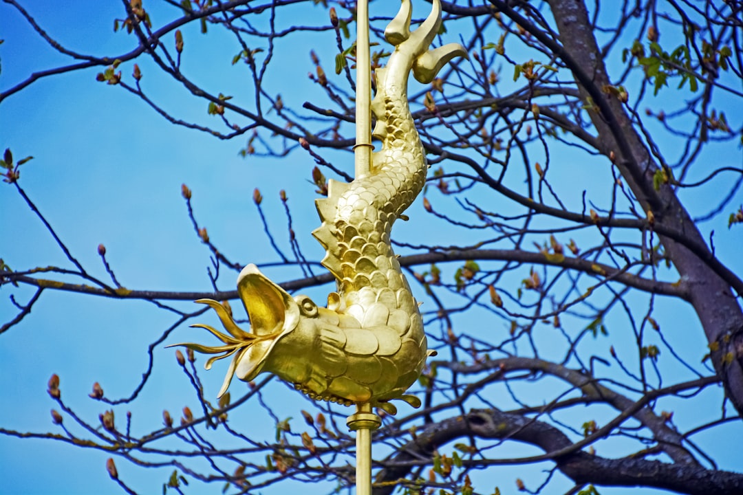 gold bird on tree branch