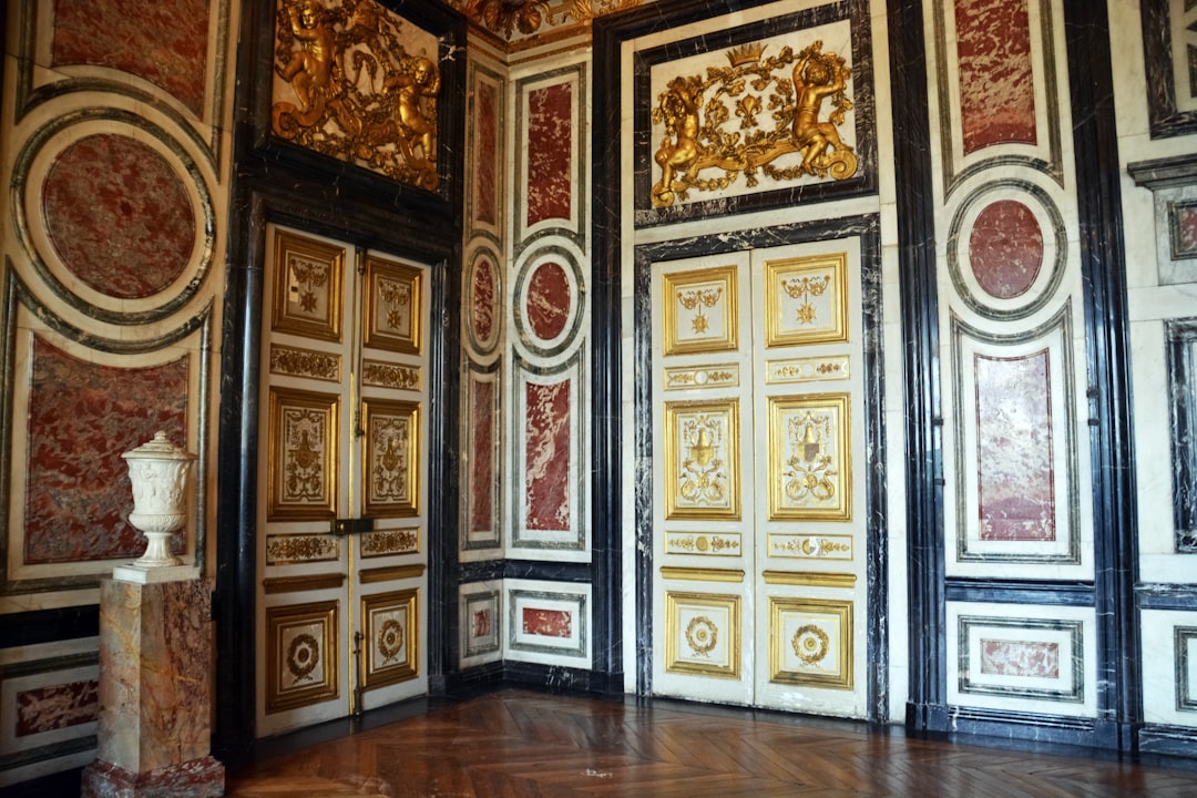 brown and white wooden doors