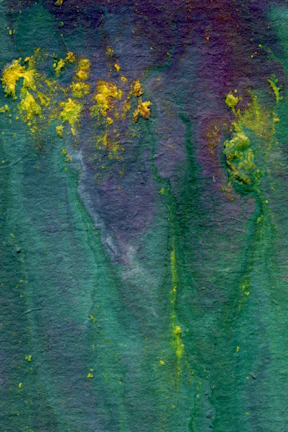 Abstract watercolor splash with rich blues and greens flowing organically across the paper.