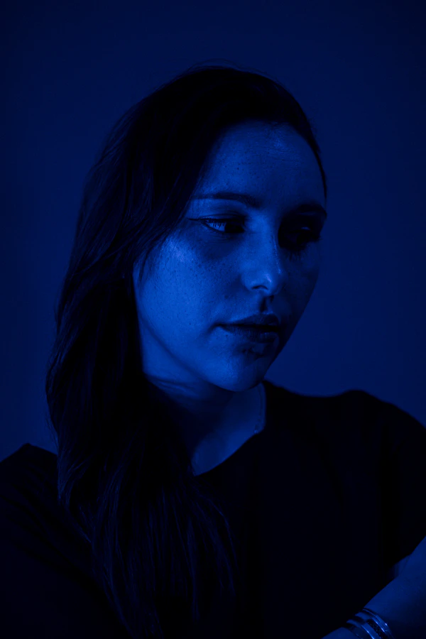 Portrait in deep blue light