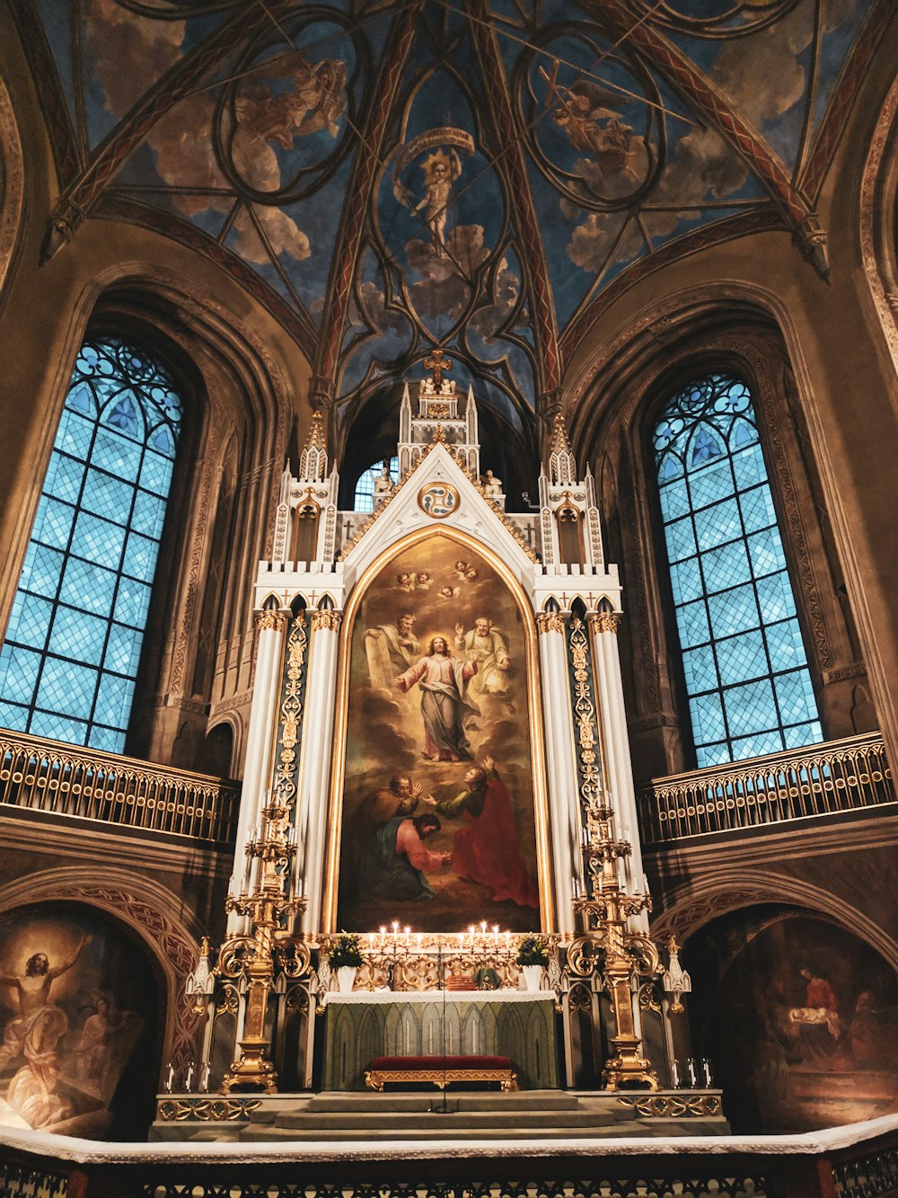 white and gold cathedral interior