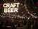 A lively evening setting at a craft beer event with a large illuminated sign reading 'Craft Beer' hanging above. The area is bustling with people socializing under a wooden structure decorated with string lights, creating a warm and inviting atmosphere.