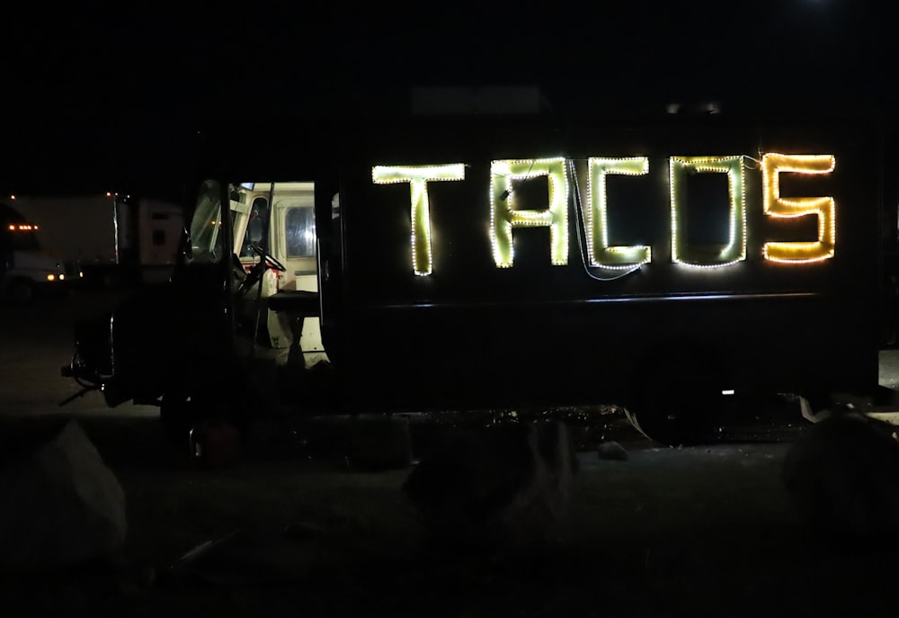 black and blue lighted signage